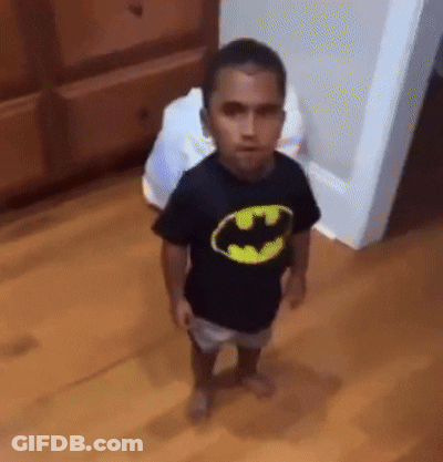 Little Boy In Batman Shirt GIF
