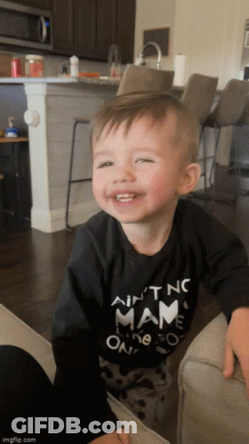Little Boy In Black Shirt Saying Ain't No Mama GIF