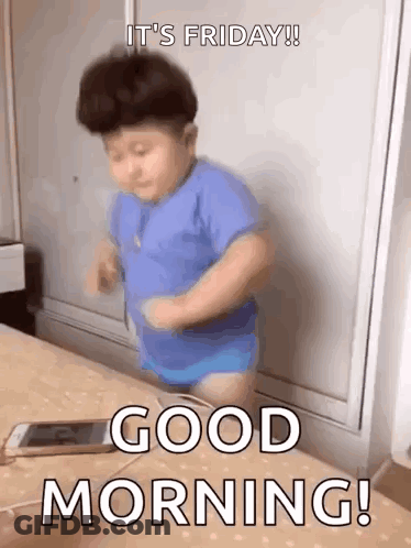 Little Boy In Blue Shirt Dancing On Bed With Cell Phone GIF
