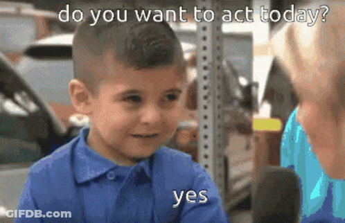 Little Boy In Blue Shirt Talking To Woman GIF