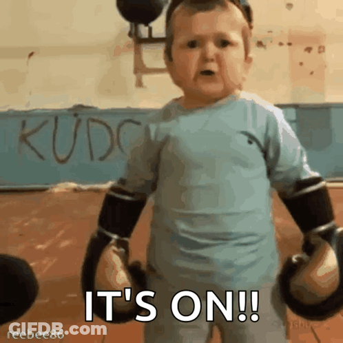 Little Boy In Boxing Gloves Says It's On GIF