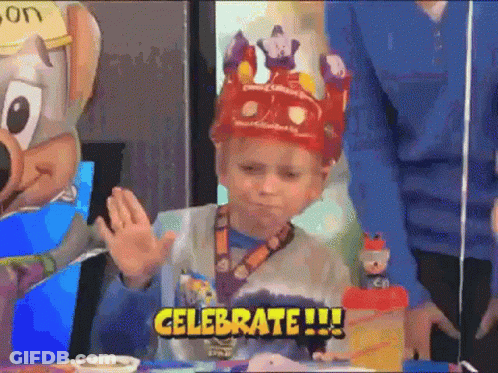Little Boy In Crown Says Celebrate GIF