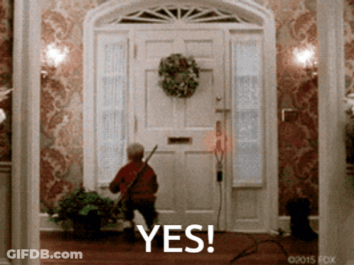 Little Boy In Front Of Door Saying Yes GIF