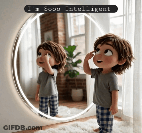 Little Boy In Front Of Mirror I'm Sooo Intelligent GIF