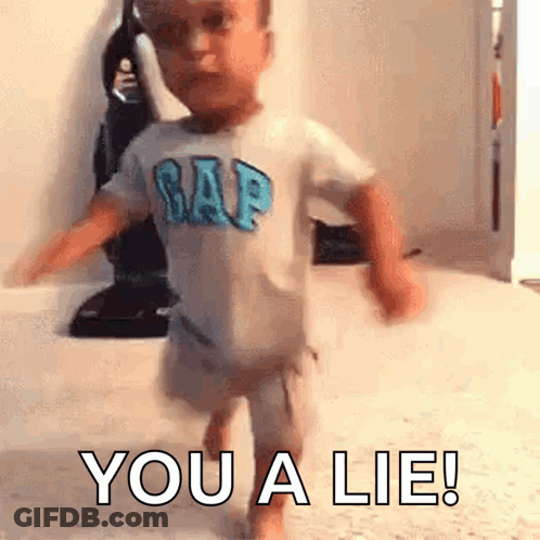 Little Boy In Gap Shirt Saying You Lie GIF