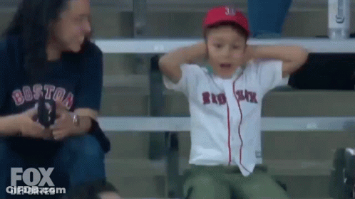 Little Boy In Red Sox Jersey In Stands GIF