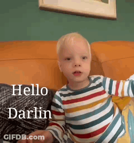 Little Boy In Striped Shirt Says Hello GIF
