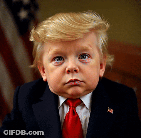 Little Boy In Suit And Tie With American Flag Pin GIF