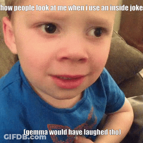 Little Boy Making Funny Face Saying How People Look At Me When I Use An Inside Joke GIF