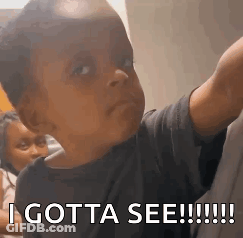 Little Boy Making Funny Face Saying I Gotta See GIF