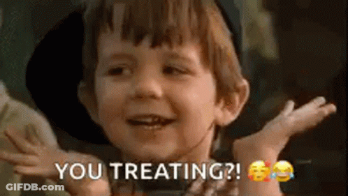 Little Boy Making Funny Face Saying You Treating GIF