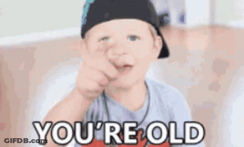 Little Boy Pointing Says You're Old GIF