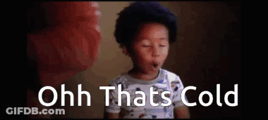 Little Boy With Eyes Closed Saying Ohh That's Cold GIF