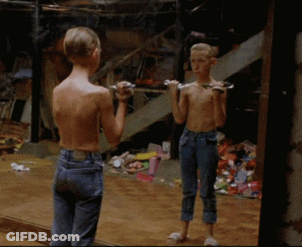 Little Boy Work Out Weight Lifting GIF
