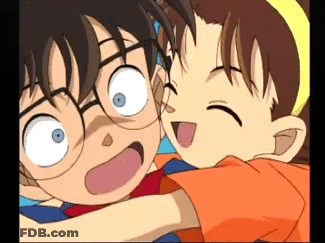 Little Detective Conan Awkward Hug GIF