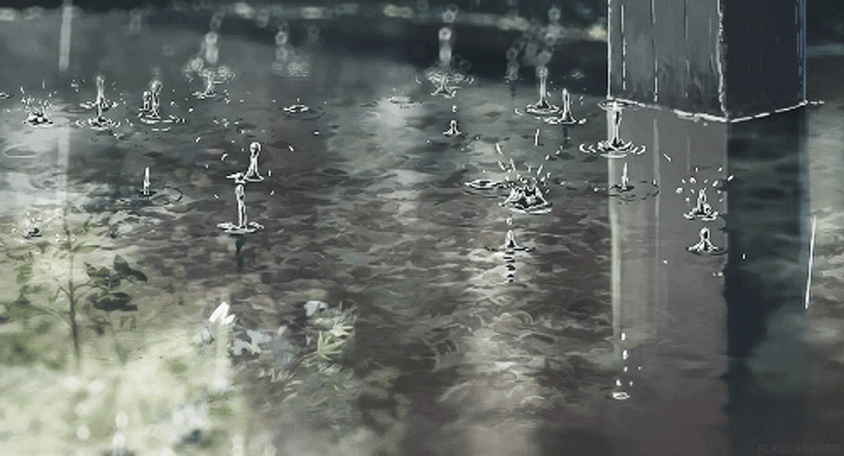 Little Droplets Anime Scenery GIF