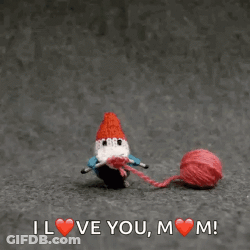 Little Elf Knitting Heart Love You Mom GIF