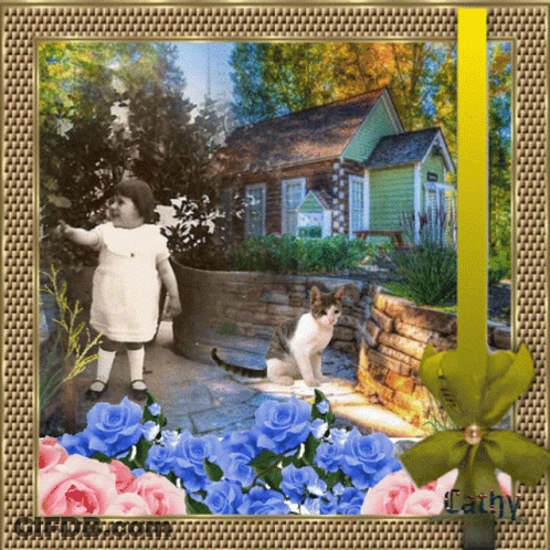Little Girl And Cat Named Kathy GIF