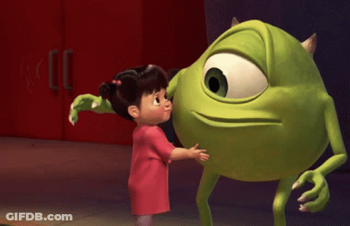 Little Girl And Green Monster From Monsters Inc GIF