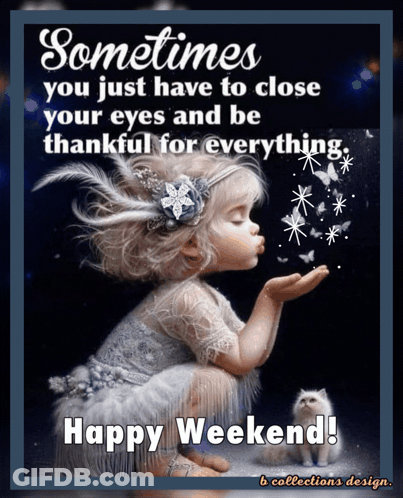 Little Girl Blowing Kiss Happy Weekend GIF