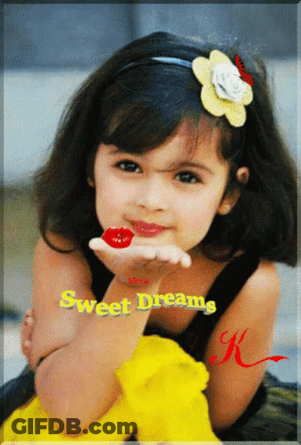 Little Girl Blowing Kiss Sweet Dreams GIF