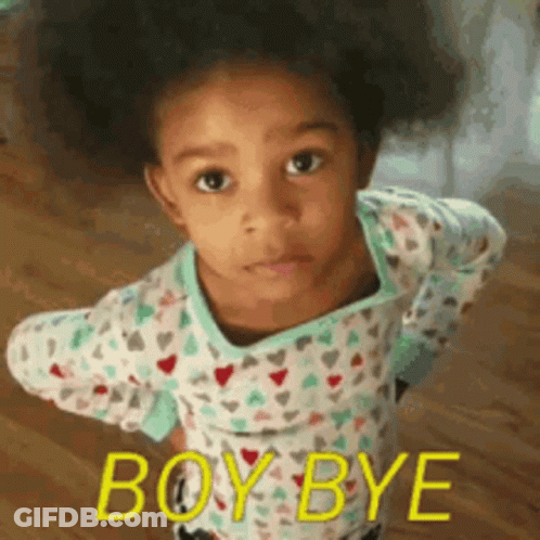 Little Girl Boy Bye Standing On Wooden Floor GIF
