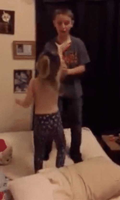 Little Girl Chokeslam Older Brother GIF