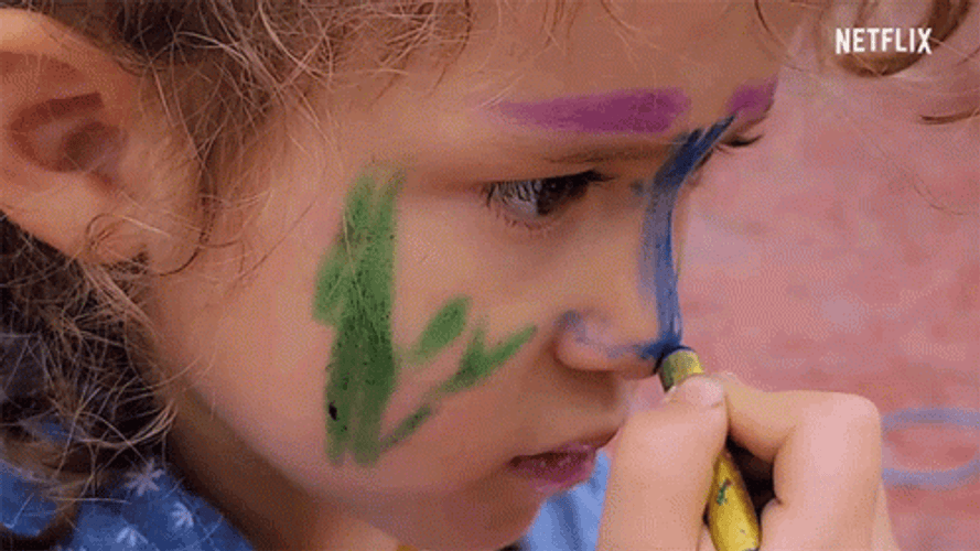 Little Girl Coloring Face GIF