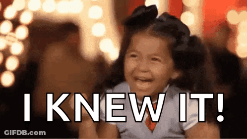 Little Girl Crying And Smiling Saying I Knew It GIF