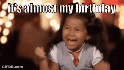 Little Girl Crying Saying It's Almost My Birthday Holding Fist In Air GIF