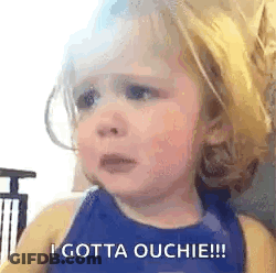 Little Girl Crying Saying Ouch GIF