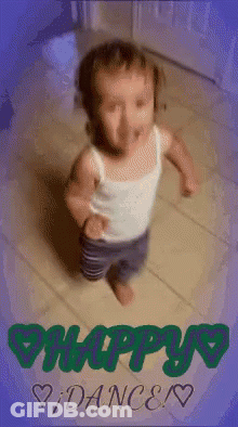 Little Girl Dancing Happy Dance On Purple Background GIF