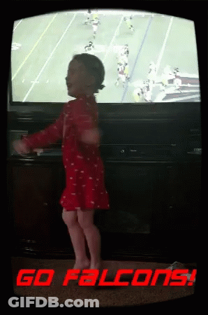 Little Girl Dancing In Front Of TV Saying Go Falcons GIF