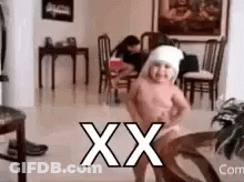 Little Girl Dancing In Living Room With Bandaged Headband GIF