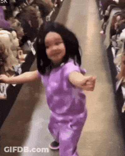 Little Girl Dancing In Purple Outfit GIF
