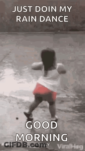 Little Girl Dancing In Rain Good Morning Family GIF