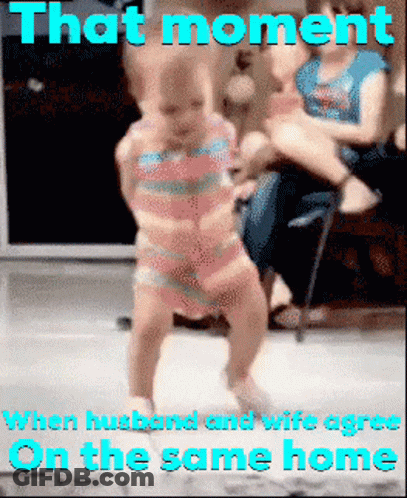Little Girl Dancing That Moment When Husband And Wife Agree On The Same Home GIF
