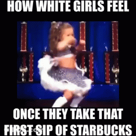 Little Girl Dancing When They Take First Sip Of Starbucks GIF