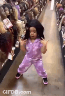 Little Girl Dancing With Wig GIF