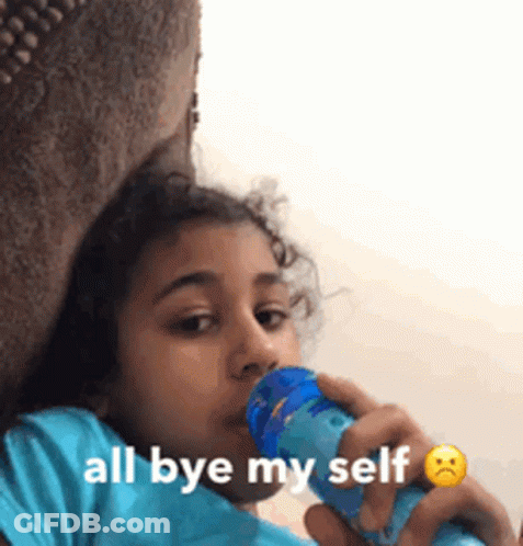 Little Girl Drinking Blue Bottle GIF