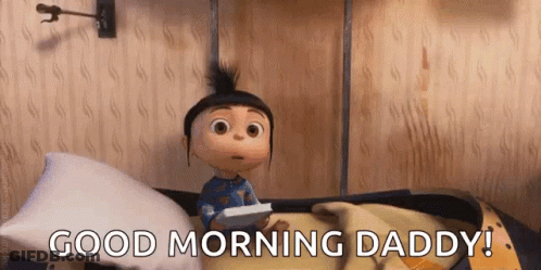 Little Girl Holding Book Saying Good Morning Daddy GIF