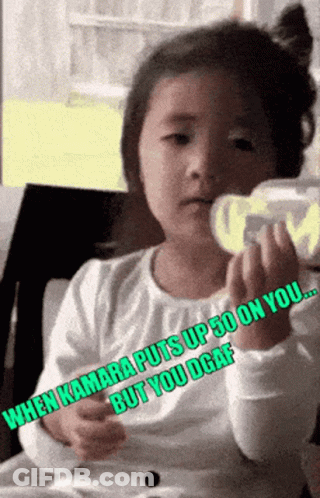 Little Girl Holding Bottle When Kamara Puts Up 50 On You But You Ogaf GIF