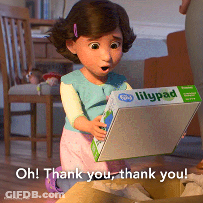 Little Girl Holding Lilypad Box GIF