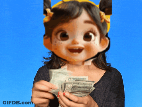 Little Girl Holding Money GIF
