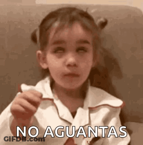 Little Girl Holding No Aguanta Paper GIF