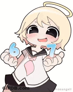 Little Girl Holding Numbers 6 And 7 GIF