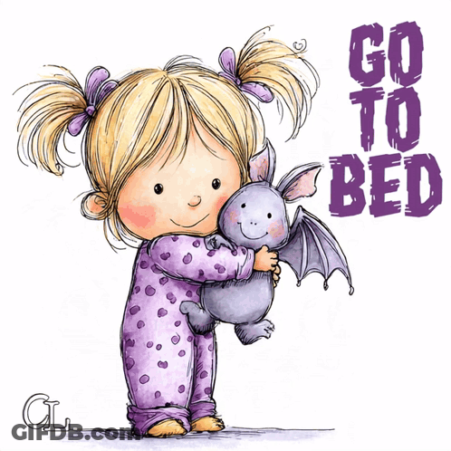Little Girl Holding Stuffed Animal Saying Go To Bed GIF