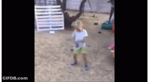 Little Girl Holding Sword In Sand Playground GIF