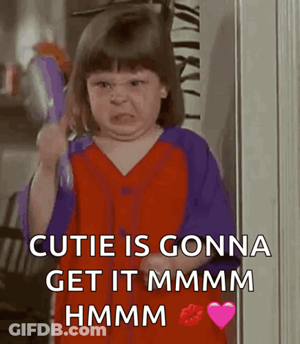 Little Girl Holding Toothbrush Saying Cutie Is Gonna Get It Mmmm Hmm GIF