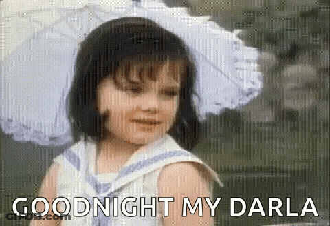 Little Girl Holding Umbrella Saying Goodnight My Darla GIF